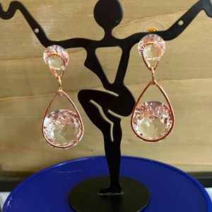 Gorgeous Crystal and Rose Gold Dangle Earrings